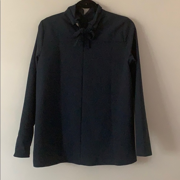 VILA High Neck Clean Blouse Navy Size Small - Picture 4 of 10